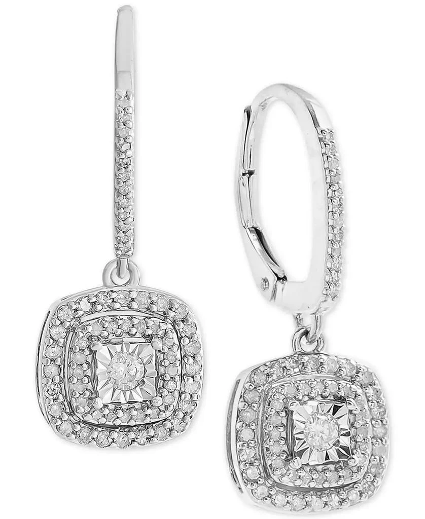 商品Macy's|Diamond Halo Drop Earrings (1/2 ct. t.w.) in Sterling Silver, 14k Rose Gold Sterling Silver & 14k Gold Sterling Silver.,价格¥1511,第2张图片详细描述