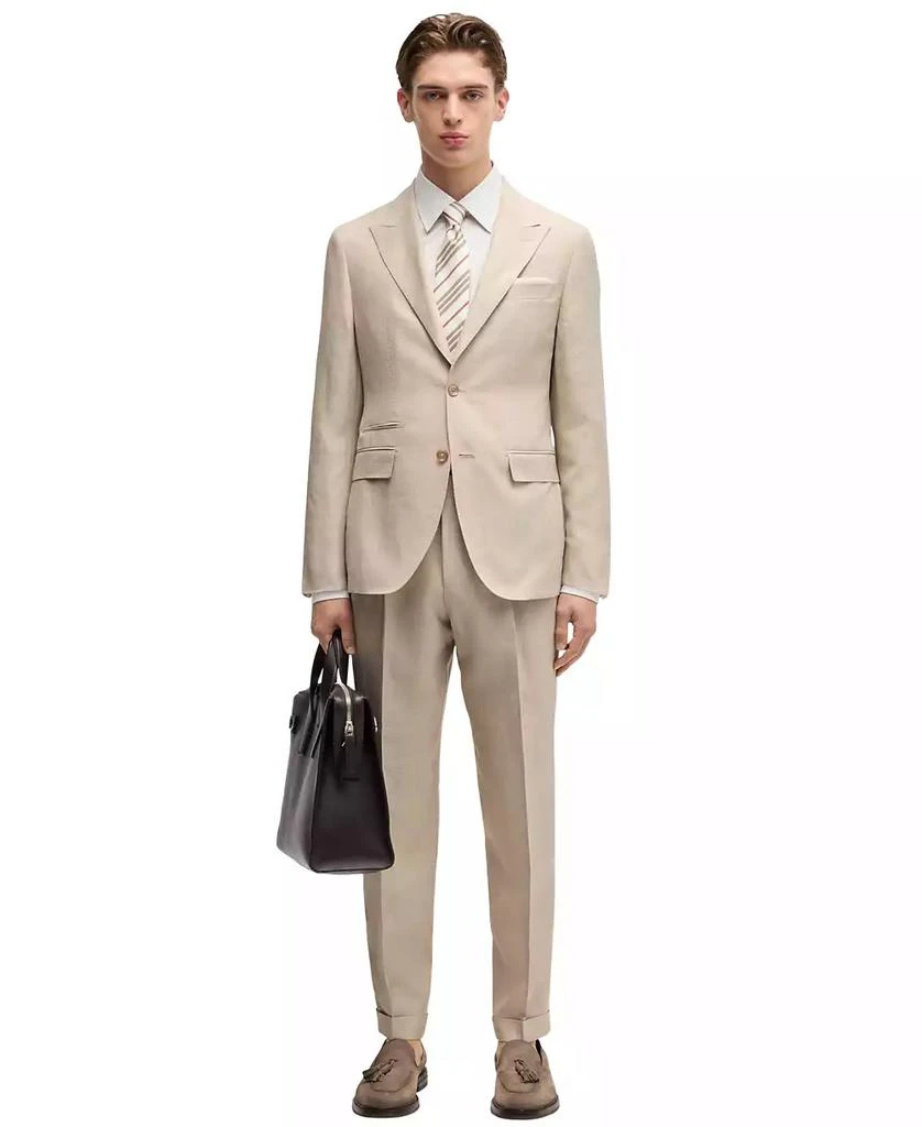 商品Hugo Boss|Men's Linen-Blend Slim-Fit Checked Suit,价格¥14891,第1张图片