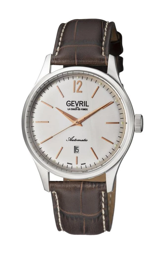 商品Gevril|Men's Five Points Alligator Embossed Leather Strap Watch, 43mm,价格¥1350,第4张图片详细描述