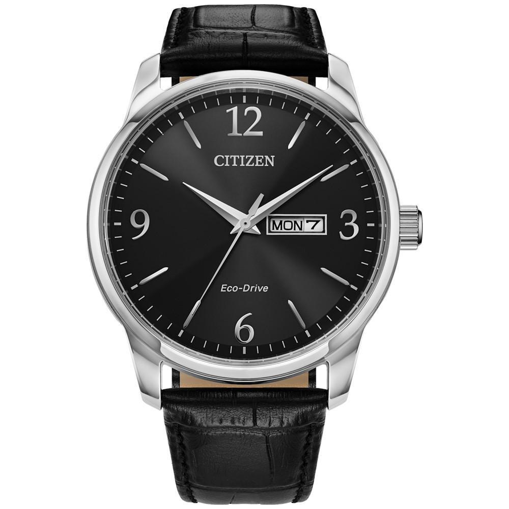 商品Citizen|Eco-Drive Men's Black Leather Strap Watch 42mm,价格¥1115,第1张图片