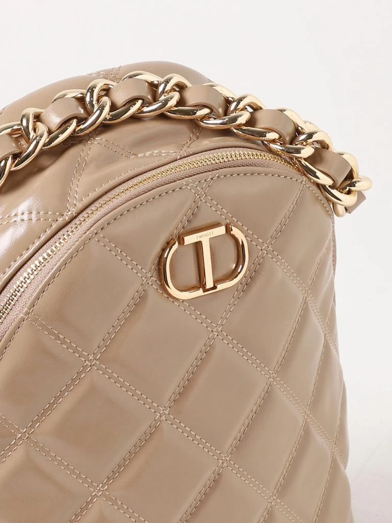 商品TWINSET|Twinset backpack in quilted synthetic leather with logo,价格¥2262,第3张图片详细描述