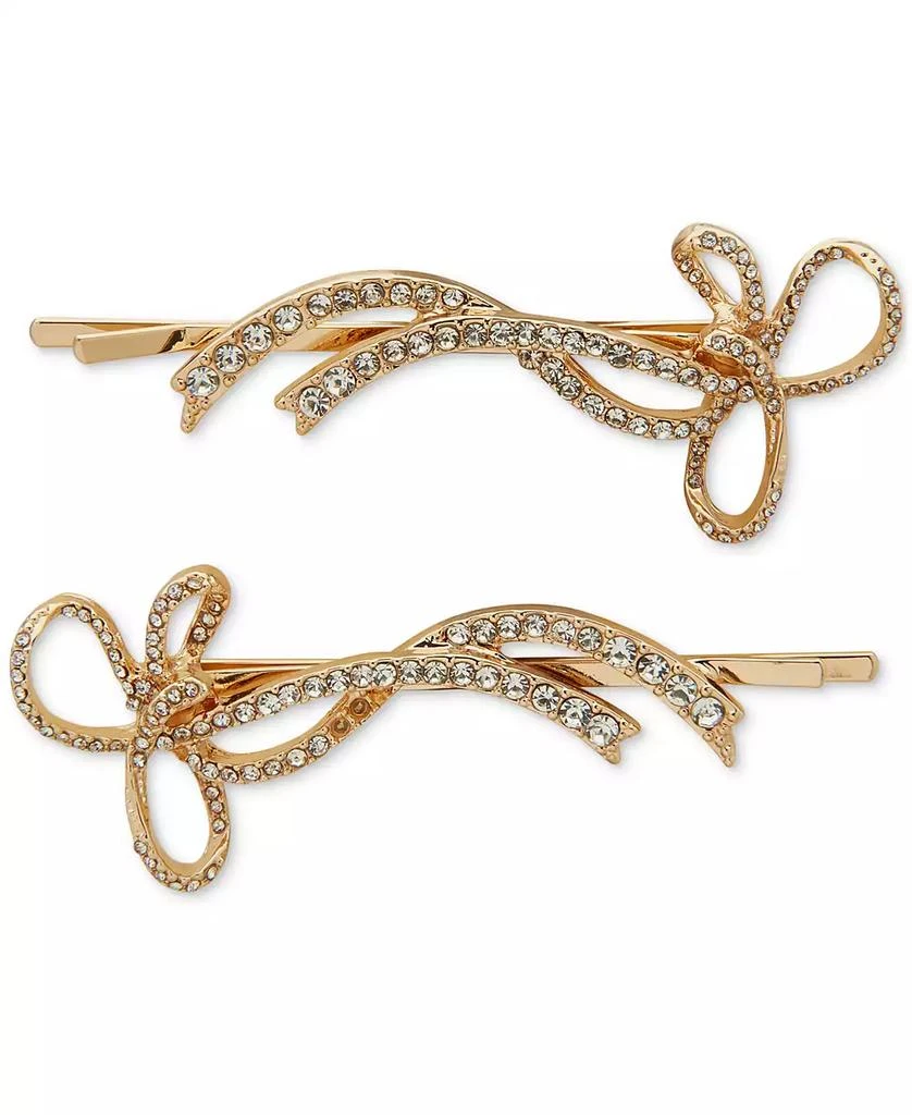 商品Lonna & Lilly|2-Pc. Gold-Tone Pavé Bow Bobby Pin Set,价格¥113,第1张图片