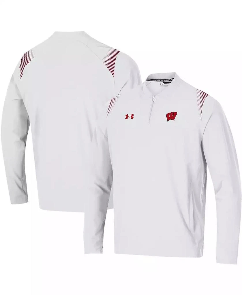 商品Under Armour|Men's White Wisconsin Badgers 2021 Sideline Motivate Quarter-Zip Jacket,价格¥556,第1张图片