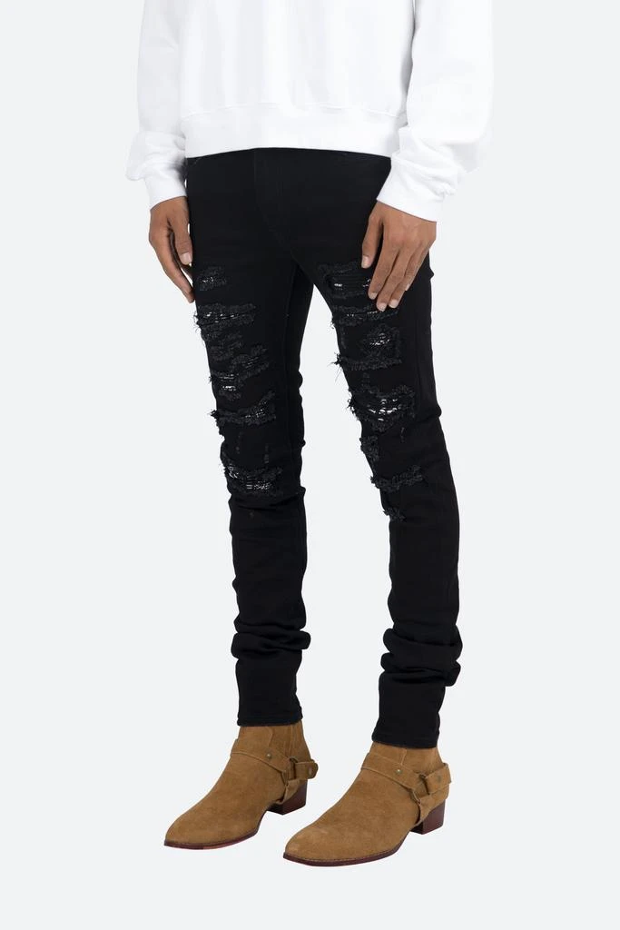 商品MNML|X165 Paisley Skinny Denim - Black/Black,价格¥286,第2张图片详细描述