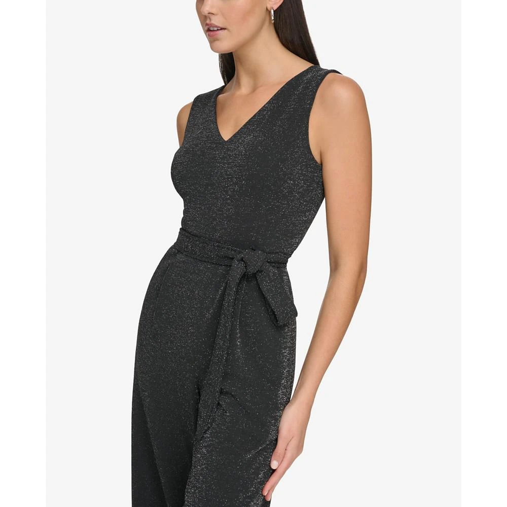 商品Calvin Klein|Women's Shimmer Tie-Waist Cropped Jumpsuit,价格¥953,第3张图片详细描述