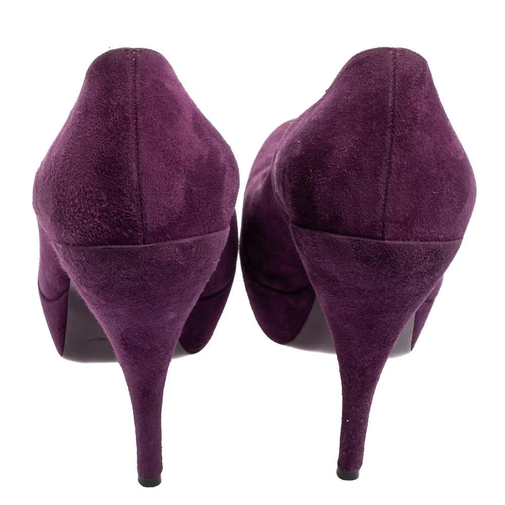 商品[二手商品] Yves Saint Laurent|Yves Saint Laurent Purple Suede Platform Pumps Size 40,价格¥1038,第5张图片详细描述