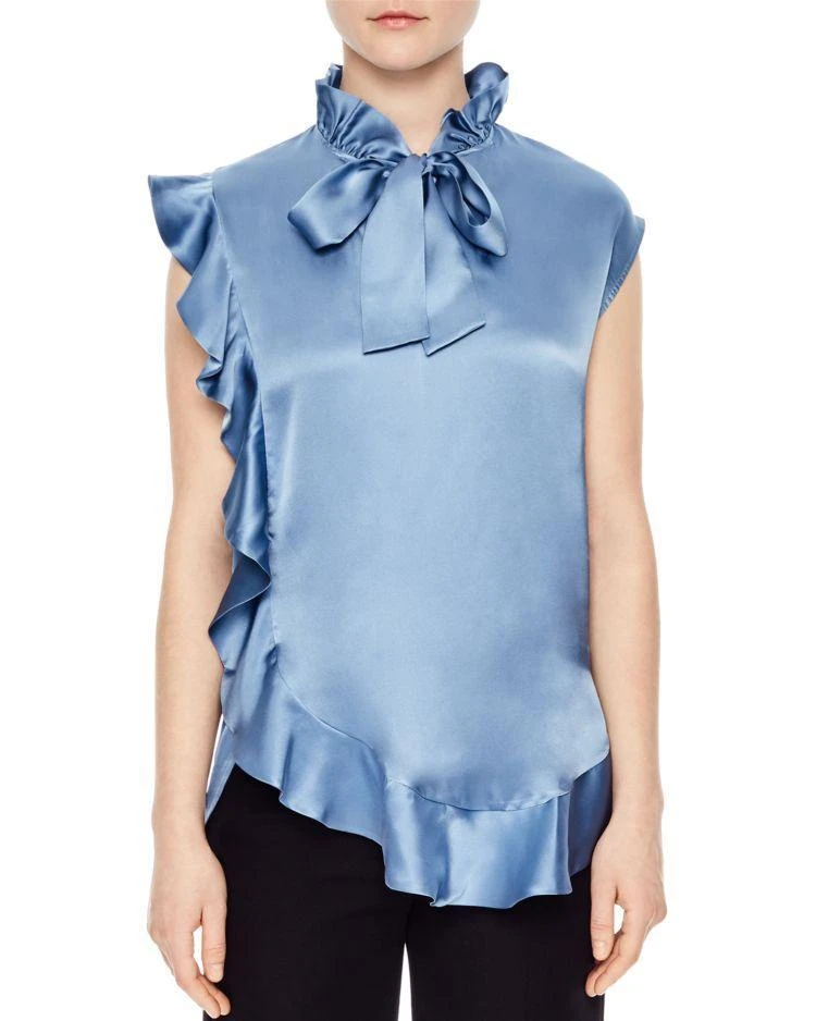 商品Sandro|Selfie Ruffled Silk Top,价格¥1216,第1张图片