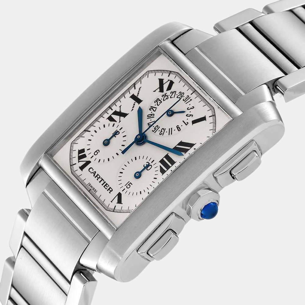 Cartier Silver Stainless Steel Tank Francaise W51001Q3 Quartz Men's Wristwatch 28 mm商品第2张图片规格展示