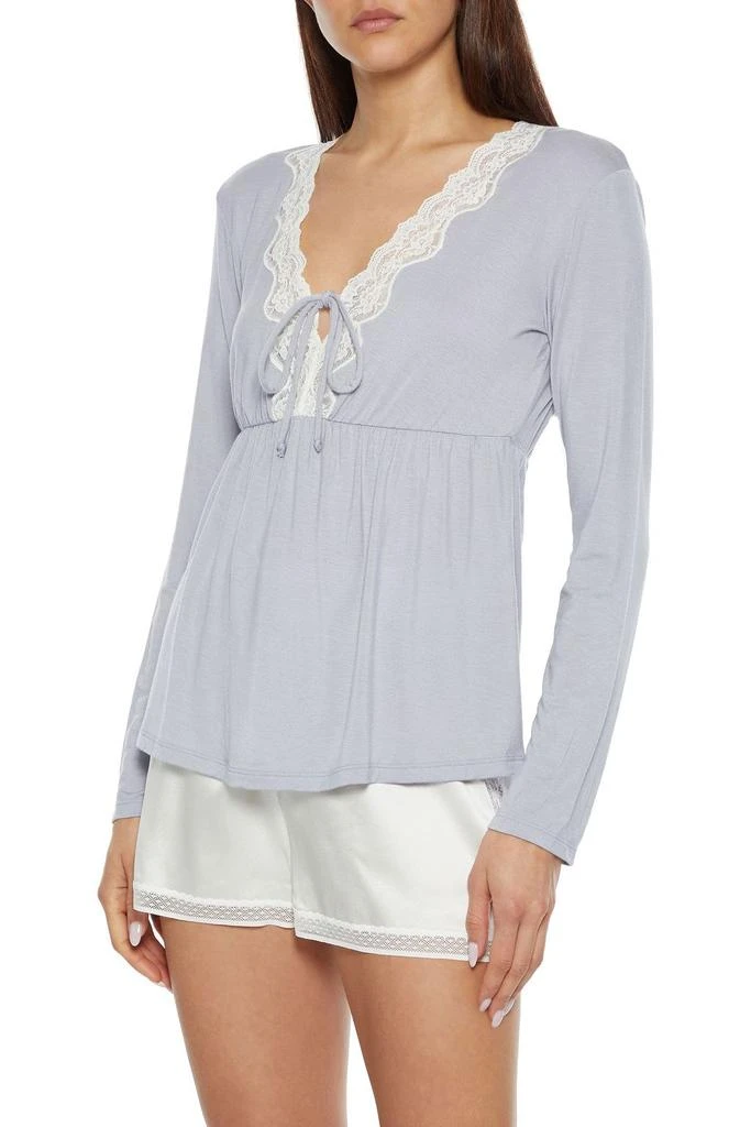 商品Eberjey|Lady Godiva lace-trimmed stretch-modal jersey pajama top,价格¥106,第2张图片详细描述
