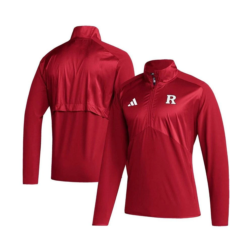 商品Adidas|Men's Scarlet Rutgers Scarlet Knights Sideline AEROREADY Raglan Sleeve Quarter-Zip Jacket,价格¥622,第1张图片