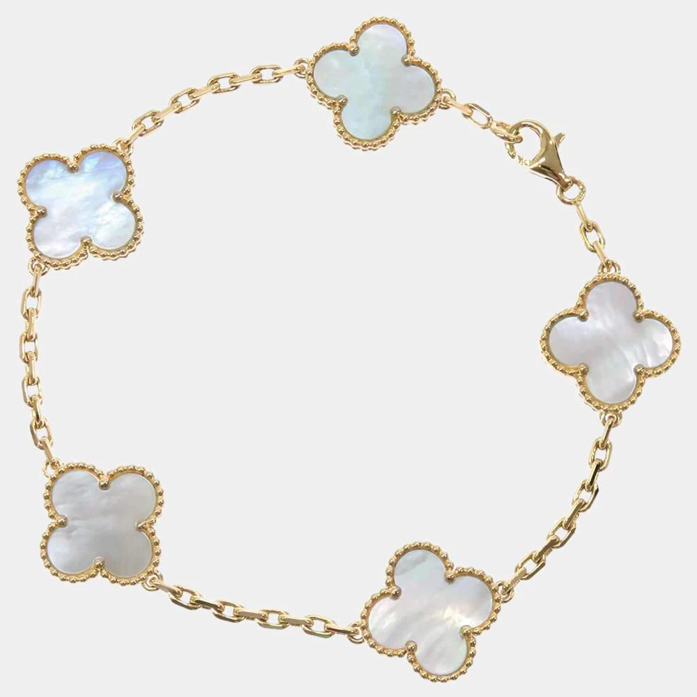 商品[二手商品] Van Cleef & Arpels|Van Cleef & Arpels Vintage Alhambra 18K Yellow Gold Mother of Pearl Bracelet 7,价格¥29291,第1张图片