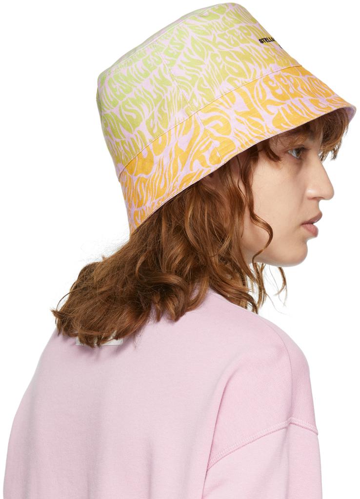 Reversible Pink & Multicolor Cotton Bucket Hat商品第3张图片规格展示
