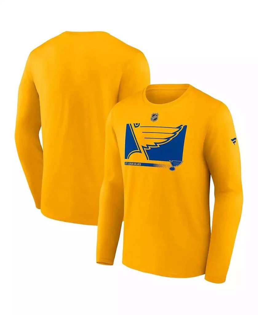 商品Fanatics|Men's Gold St. Louis Blues Authentic Pro Core Collection Secondary Long Sleeve T-Shirt,价格¥262,第1张图片