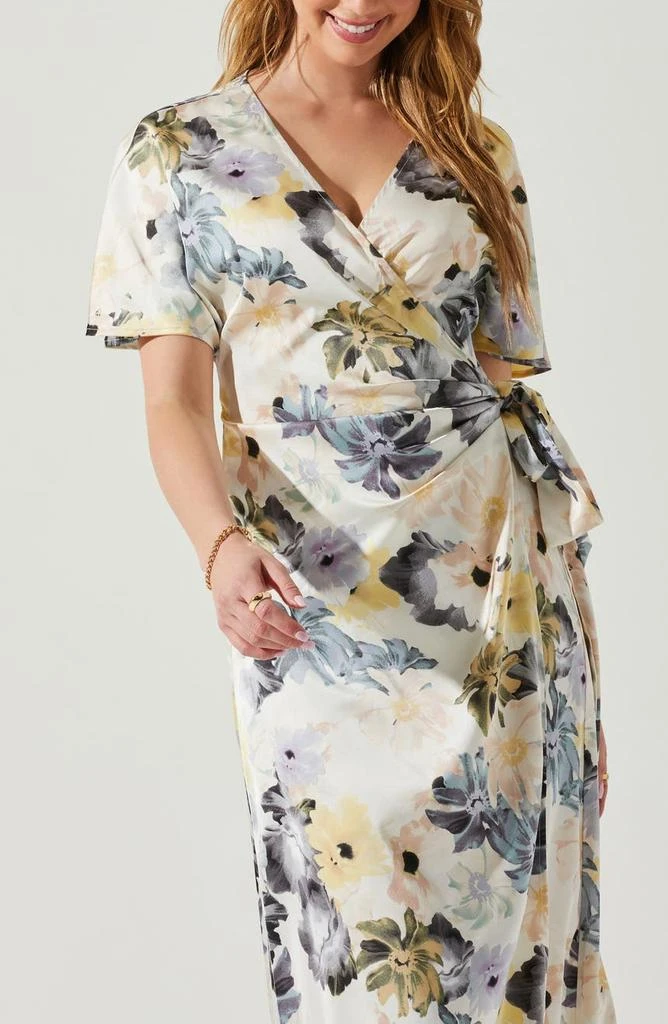 商品ASTR|Floral Short Sleeve Wrap Dress,价格¥300,第3张图片详细描述