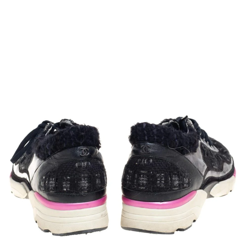 商品[二手商品] Chanel|Chanel Black/Pink Tweed And PVC  CC Low Top  Sneakers Size 39,价格¥2643,第5张图片详细�描述