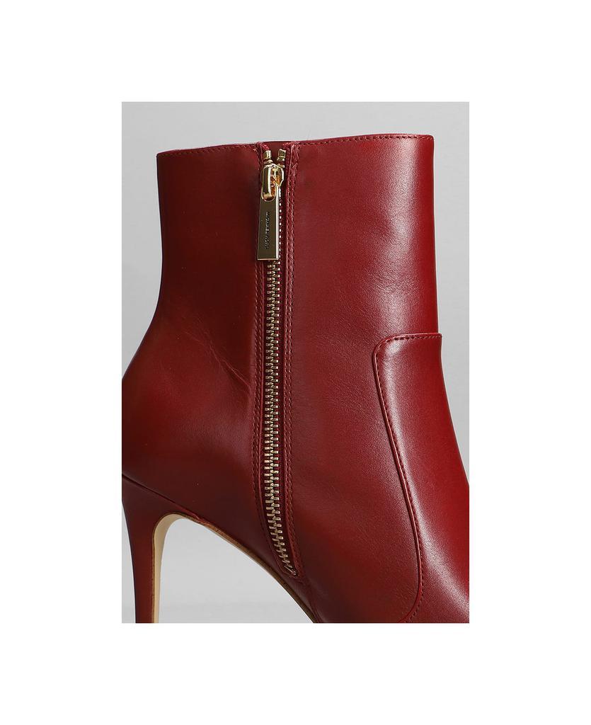 商品Michael Kors|Rue High Heels Ankle Boots In Bordeaux Leather,价格¥1920,第7张图片详细描述
