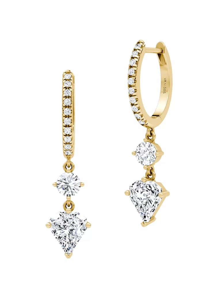 商品VRAI|Shield 14K Yellow Gold & 2.16 TCW Lab-Grown Diamond Drop Hoop Earrings,价格¥19769,第1张图片详细描述
