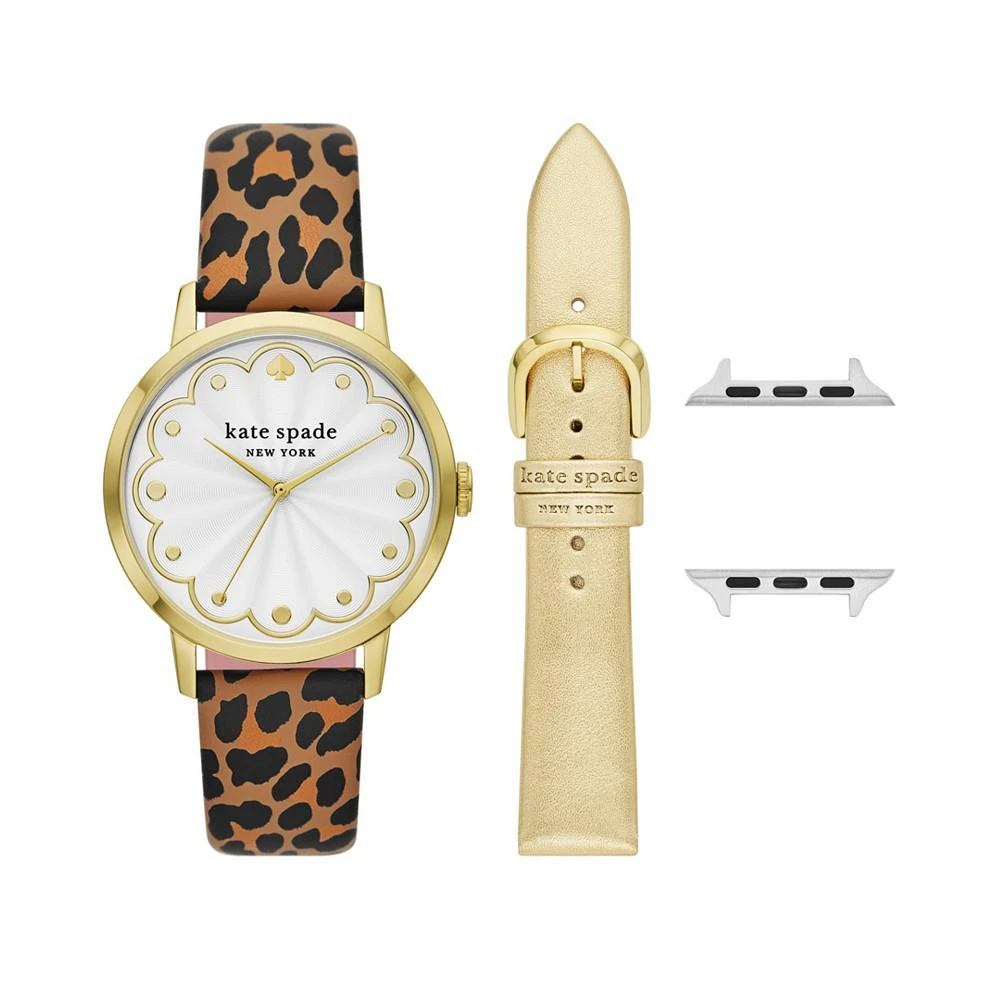 商品Kate Spade|Women's Leopard Cross-Compatible Set, 38mm, 40mm, 41mm Bands for Apple Watch with Classic Watch Head Set,价格¥1717,第1张图片