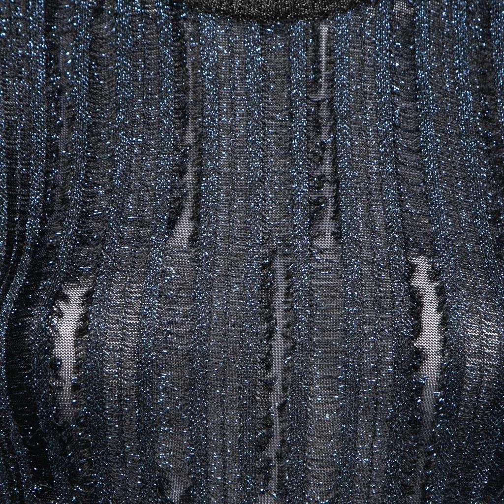 商品[二手商品] Herve Leger|Herve Leger Metallic Blue & Black Stretch Knit Frayed Ribbed Detail Jumpsuit M,价格¥3548,第3张图片详细描述