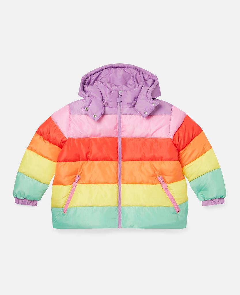 Stella McCartney - Rainbow Striped Puffer Jacket, Woman, Multicolour, Size: 14H商品第1张图片规格展示