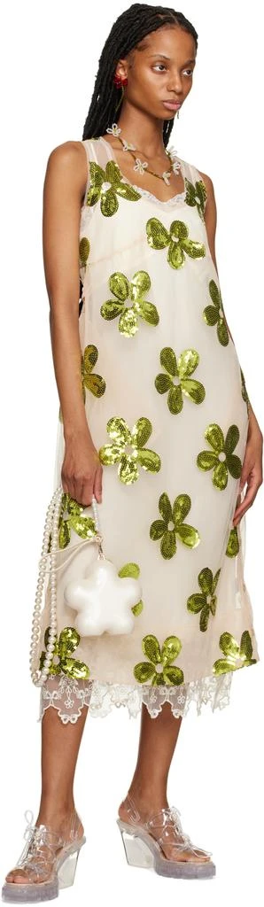 商品Simone Rocha|Beige & Green Floral Midi Dress,价格¥3978,第4张图片详细描述