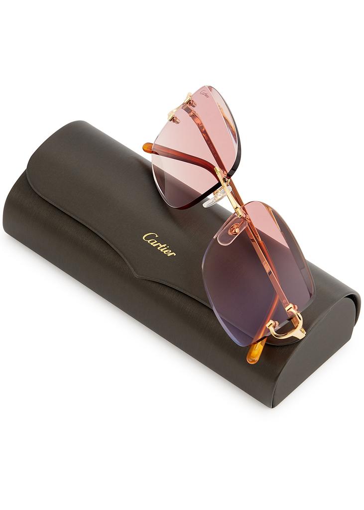 Signature C De Cartier rimless square-frame sunglasses商品第5张图片规格展示