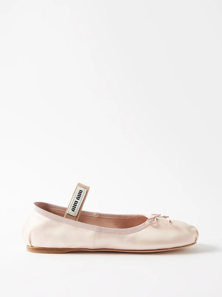商品Miu Miu|Logo-patch satin ballet flats,价格¥5230,第1张图片