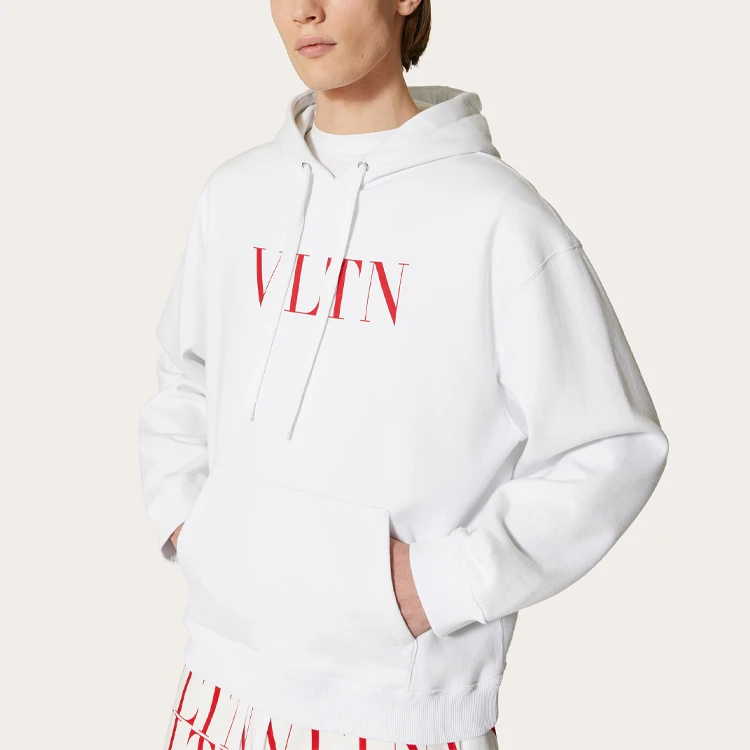 商品[国内直发] Valentino|华伦天奴 Logo字母印花连帽长袖卫衣 男款 白色,价格¥3968,第6张图片详细描述