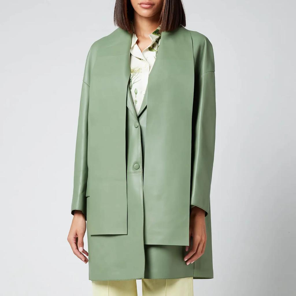 商品Salvatore Ferragamo|Salvatore Ferragamo Women's Long Leather Coat - Hedren Green,价格¥6275,第1张图片