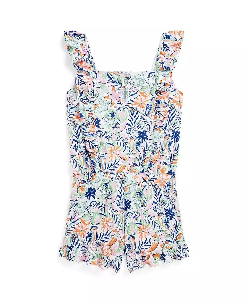 商品Ralph Lauren|Big Girls Tropical-Print Ruffled Cotton Romper,价格¥194,第2张图片详细描述