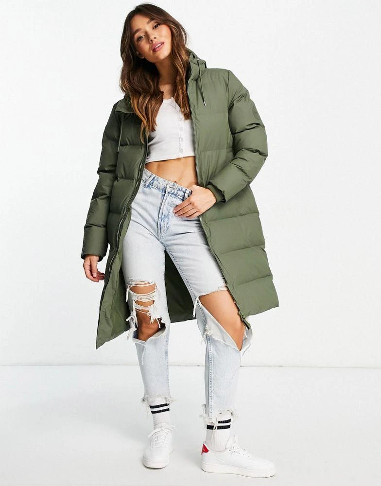 商品RAINS|Rains 1507 long puffer coat in olive,价格¥3864,第3张图片详细描述