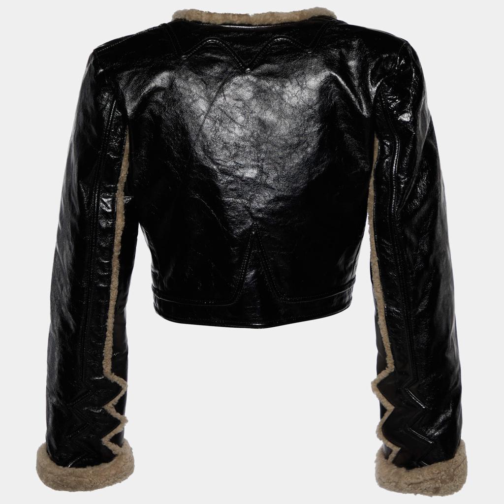 商品[二手商品] Yves Saint Laurent|Saint Laurent Black Leather & Shearling Lined Cropped Jacket M,价格¥5670,第4张图片详细描述