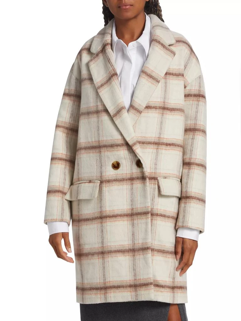 商品Ena Pelly|Plaid Wool-Blend Oversized Double-Breasted Coat,价格¥1612,第3张图片详细描述