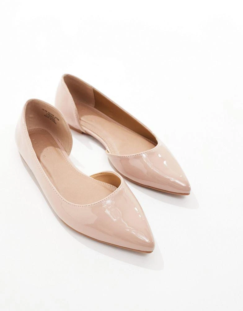 商品ASOS|ASOS DESIGN Wide Fit Virtue d'orsay pointed ballet flats in beige patent,价格¥109,第2张图片详细描述