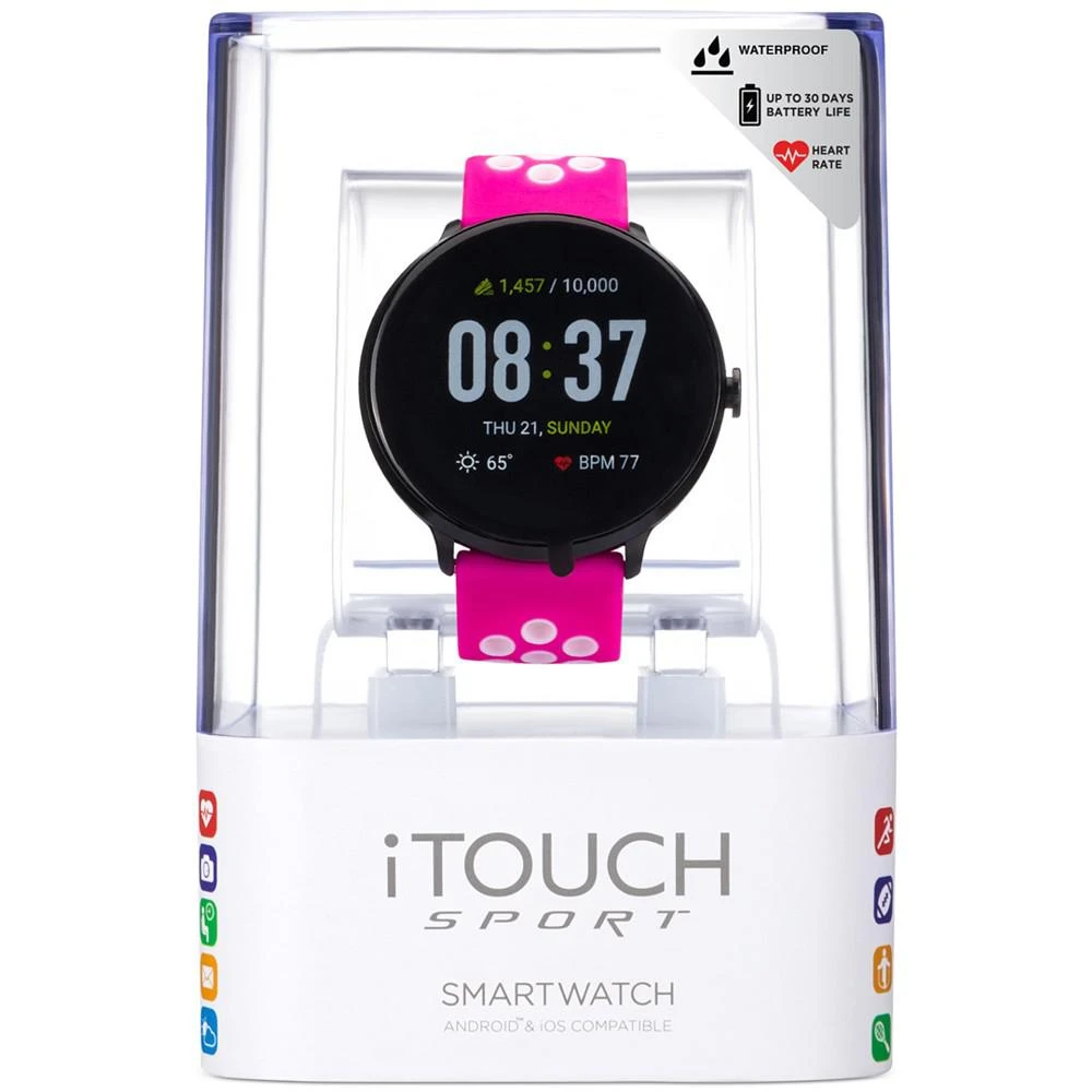 商品iTouch|Women's Fuchsia & White Silicone Strap Touchscreen Sport Smart Watch 43.2mm,价格¥708,第5张图片详细描述