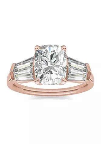 商品Charles & Colvard|Colvard Charles Colvard 3.46 Ct. T.w. Lab Created Elongated Cushion Moissanite Five Stone Engagement Ring In 14K Gold,价格¥12515,第1张图片