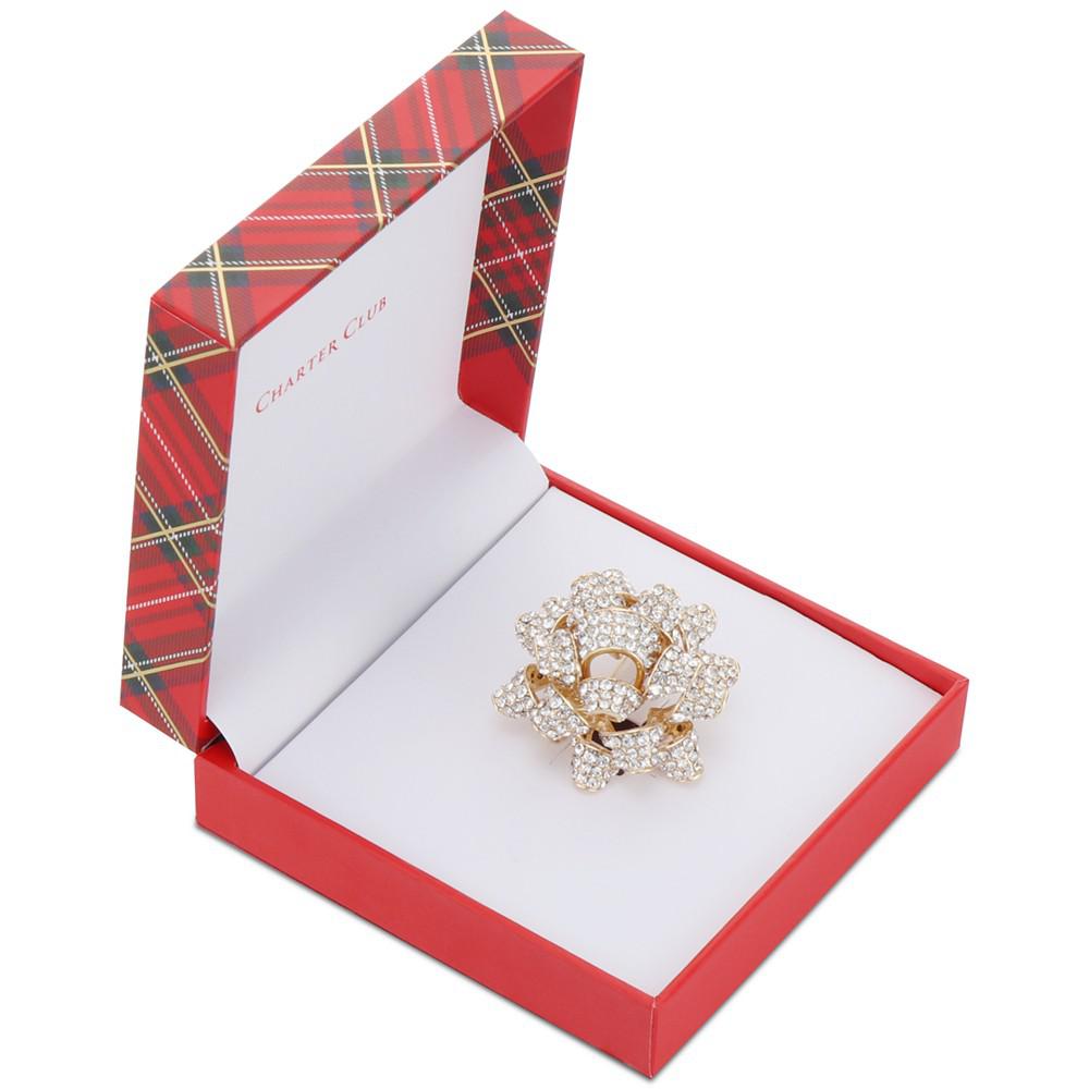 Gold-Tone Crystal Gift Bow Pin, Created for Macy's商品第2张图片规格展示