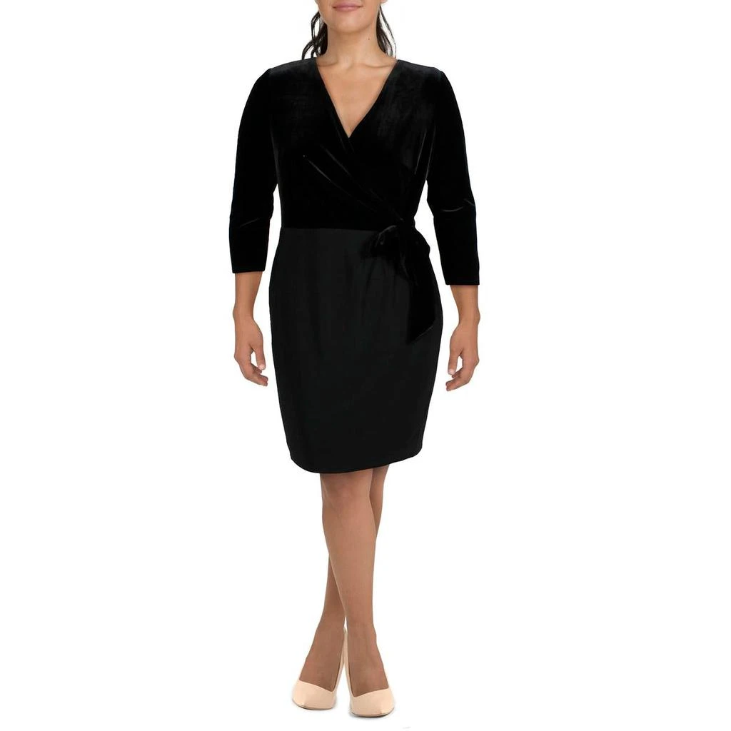 商品Ralph Lauren|Lauren Ralph Lauren Womens Caleb Surplice Three-Quarter Sleeve Midi Dress,价格¥168,第1张图片