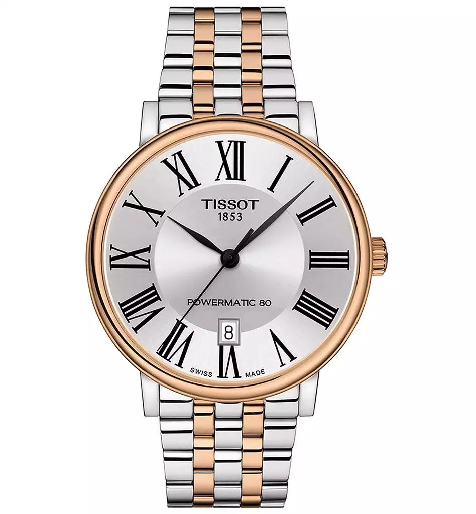商品Tissot|Men's Swiss Automatic Carson Premium Powermatic 80 Two-Tone Stainless Steel Bracelet Watch 40mm,价格¥5933,第1张图片