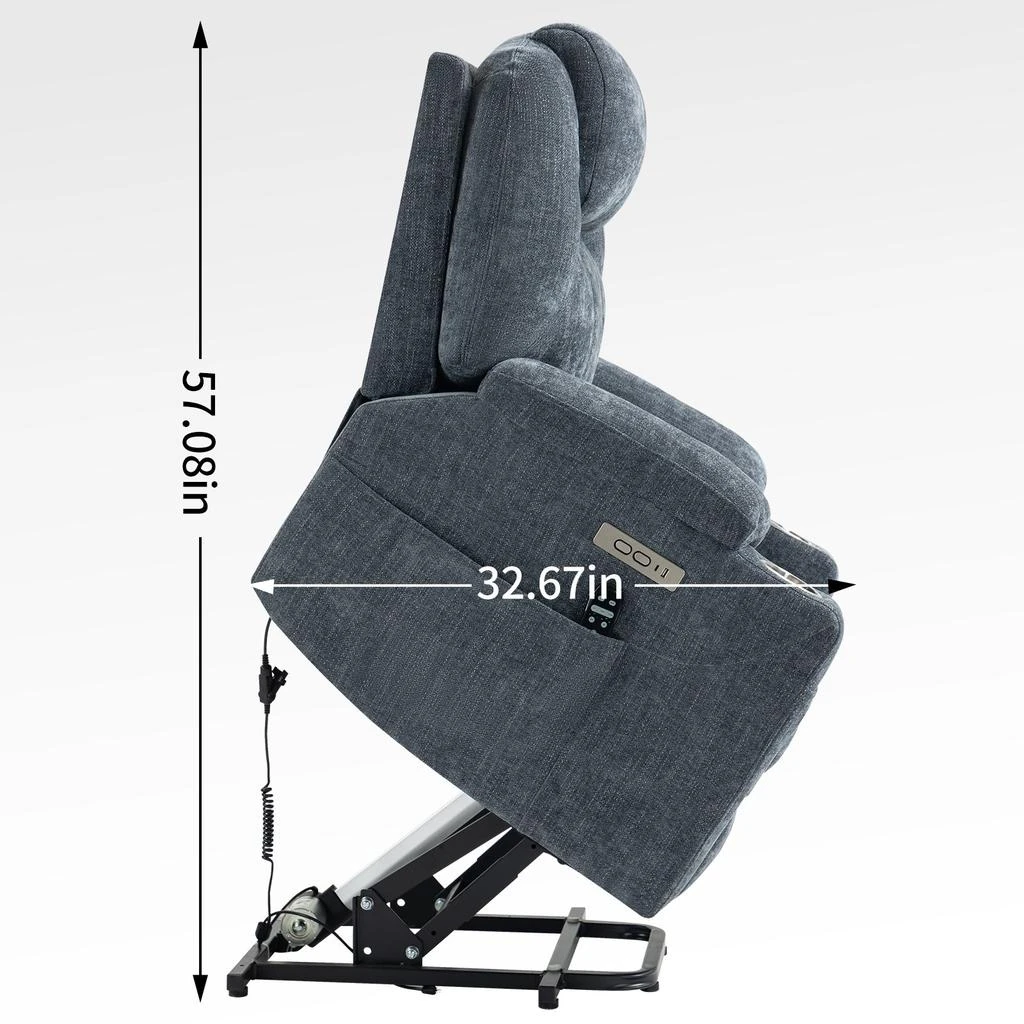 商品Streamdale Furniture|Streamdale Chenille Power Lift Recliner Chair with Massage and Heating,价格¥6677,第4张图片详细描述
