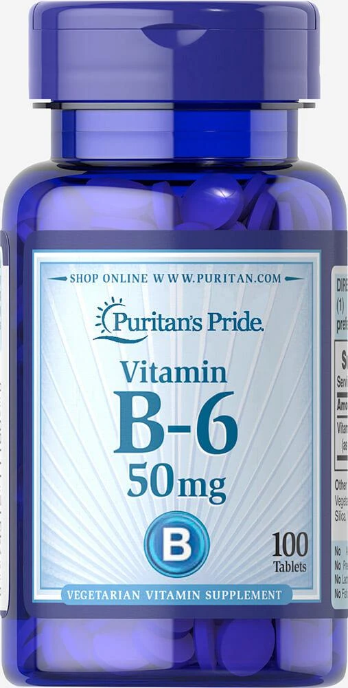 商品Puritan's Pride|Vitamin B-6 (Pyridoxine Hydrochloride) 50 mg 100 Tablets,价格¥71-¥141,第1张图片