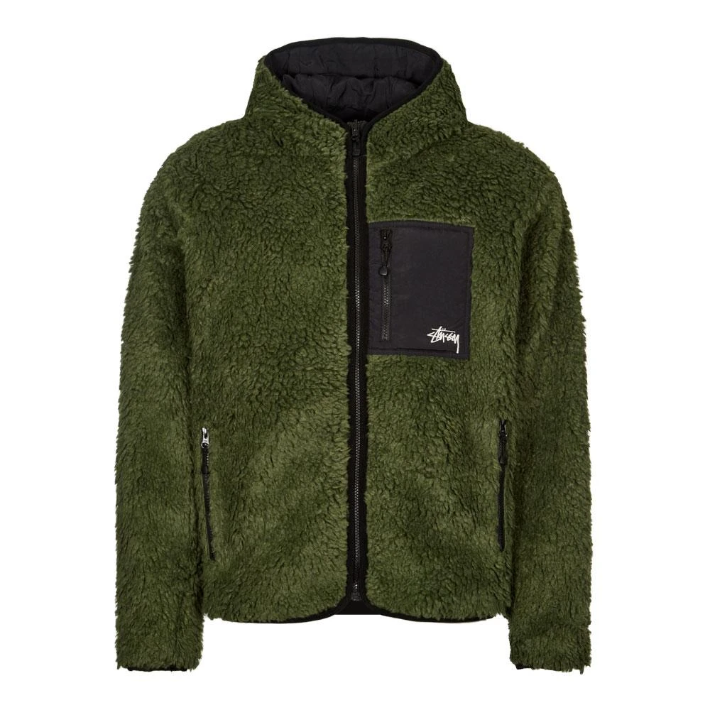 商品STUSSY|Stussy Reversible Sherpa Jacket - Olive / Black,价格¥1319,第1张图片
