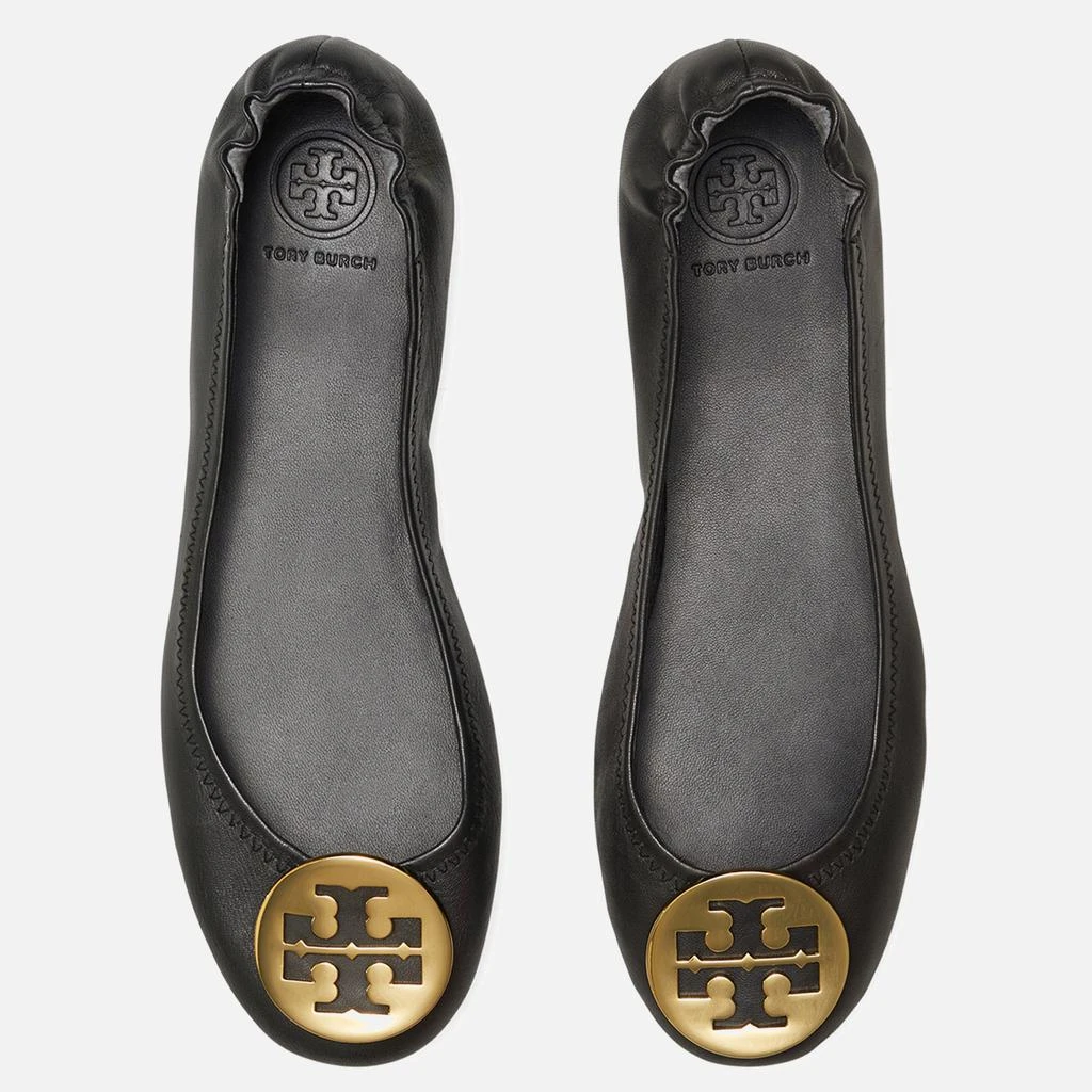 商品Tory Burch|Tory Burch Women's Minnie Travel Leather Ballet Flats - Black/Gold,价格¥2093,第2张图片详细描述