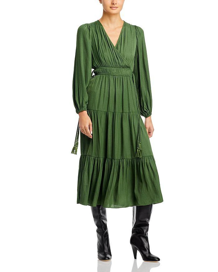 商品Tahari|V Neck Tiered Midi Dress,价格¥516,第1张图片