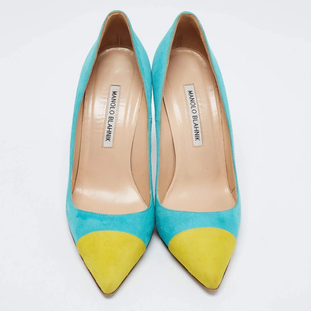商品[二手商品] Manolo Blahnik|Manolo Blahnik Blue/Green Suede  Bipunta Pointed Toe Pumps Size 38,价格¥968,第3张图片详细描述