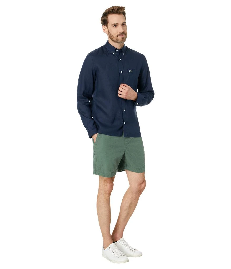 商品Lacoste|Long Sleeve Regular Fit Linen Button-Down with Front Pocket,价格¥896,第4张图片详细描述