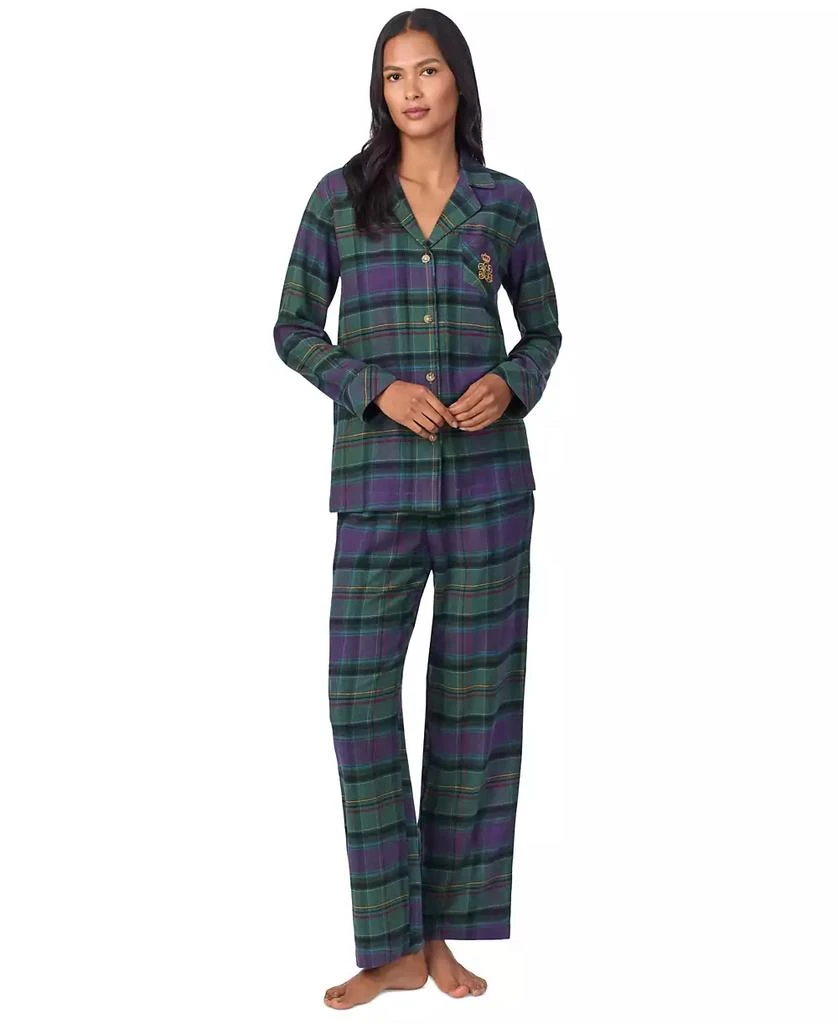 商品Ralph Lauren|Petite Plaid Notched-Collar Pajama Set,价格¥337,第1张图片