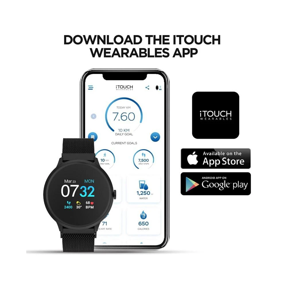 商品iTouch|Sport 3 Unisex Touchscreen Smartwatch: Silver Case with White Strap 45mm,价格¥718,第3张图片详细描述