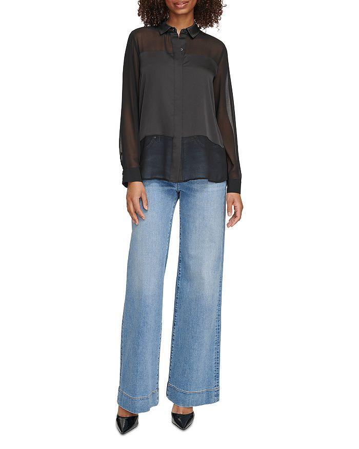 商品Karl Lagerfeld Paris|Mixed Media Blouse,价格¥470,第5张图片详细描述