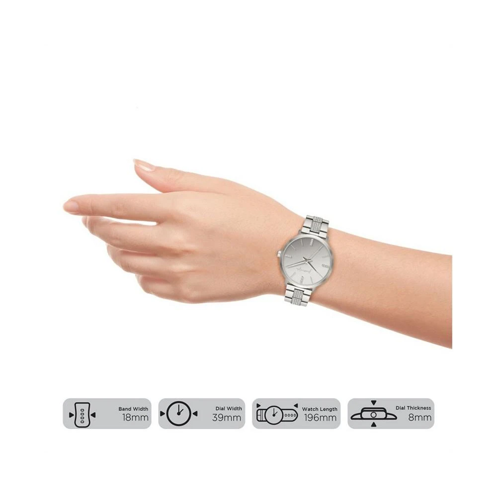 商品KENDALL & KYLIE|Women's Silver Tone Crystal Stainless Steel Strap Analog Watch,价格¥113,第3张图片详细描述